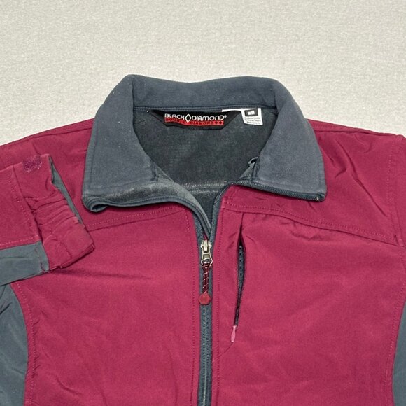 Black Diamond Double Jacket Women Maroon Medium Soft Shell Full Zip Fleece Lined - Picture 1 of 9